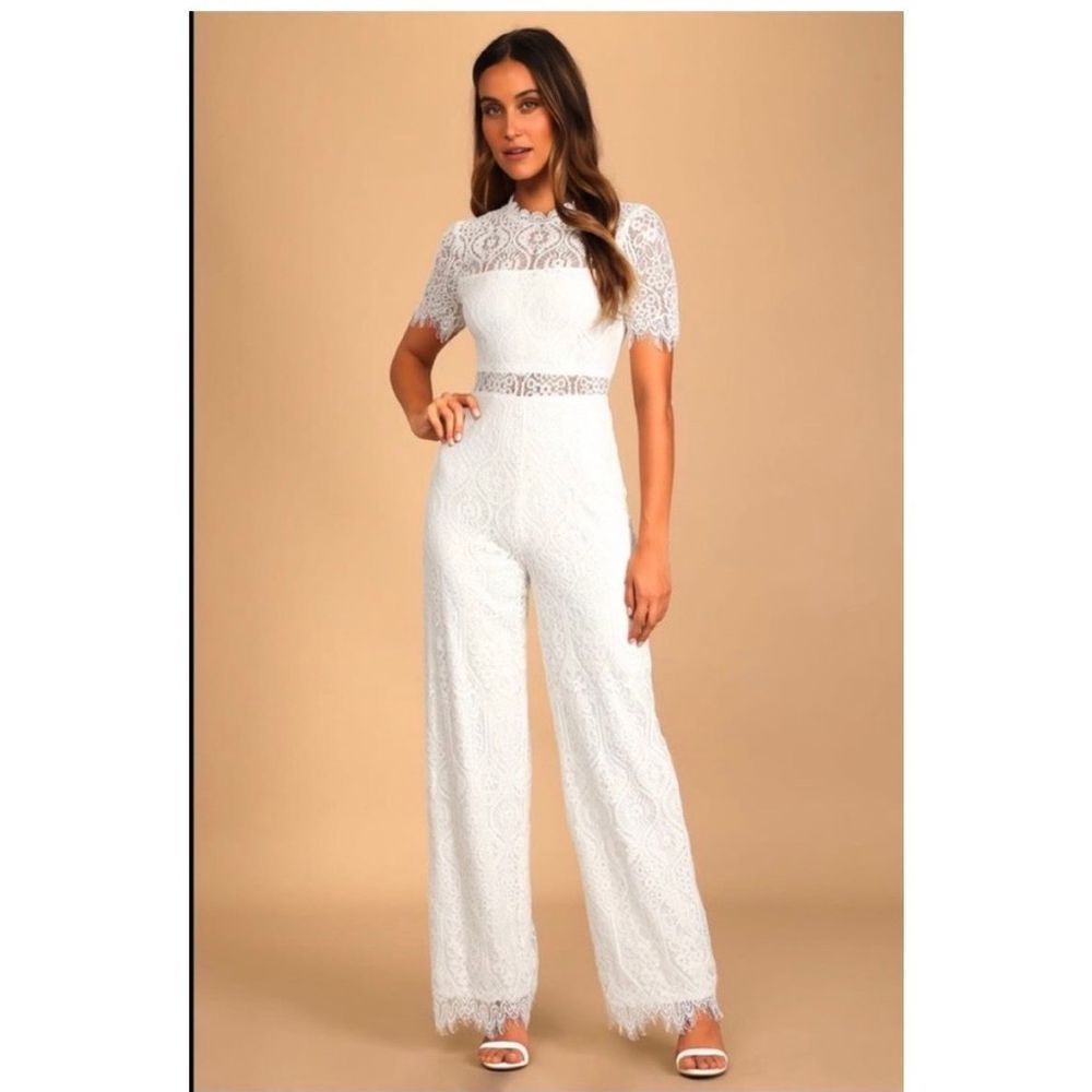 Lulu's White Lace Jumpsuit
